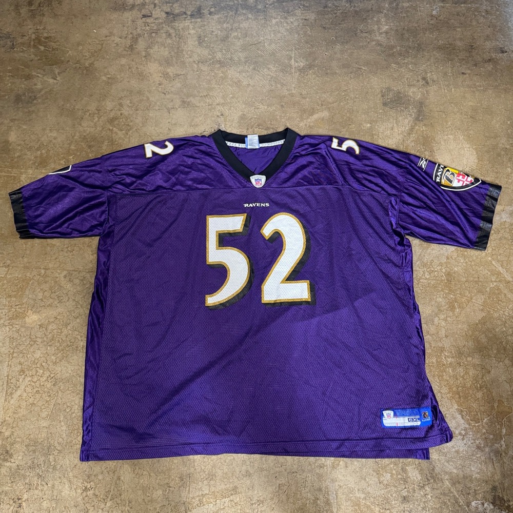 Reebok Ray Lewis Baltimore Ravens Football Jersey 52 Purple Big & Tall 6XL